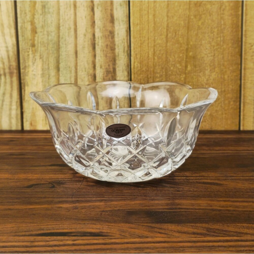 Gorham Crystal Cut Glass Bowl With Starburst Design